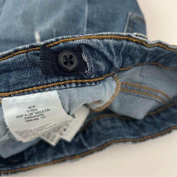 boys Levi's 501 blue jeans regular inside adjustable elastic button zip size 10 - Picture 6 of 7